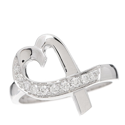 Tiffany 18K White Gold Diamond Paloma Picasso Loving Heart Ring 50 5.5 1 of 6