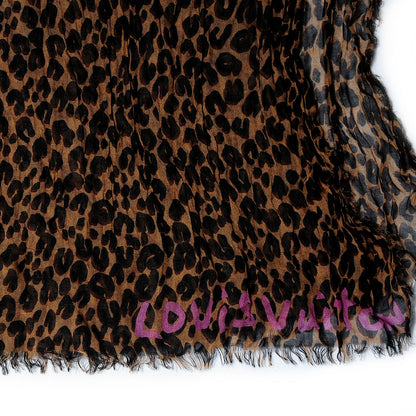 Louis Vuitton Cashmere Silk Leopard Stole Brown 4 of 6