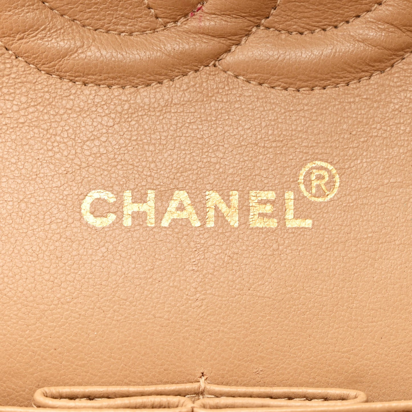 Lambskin Quilted Medium Double Flap Beige