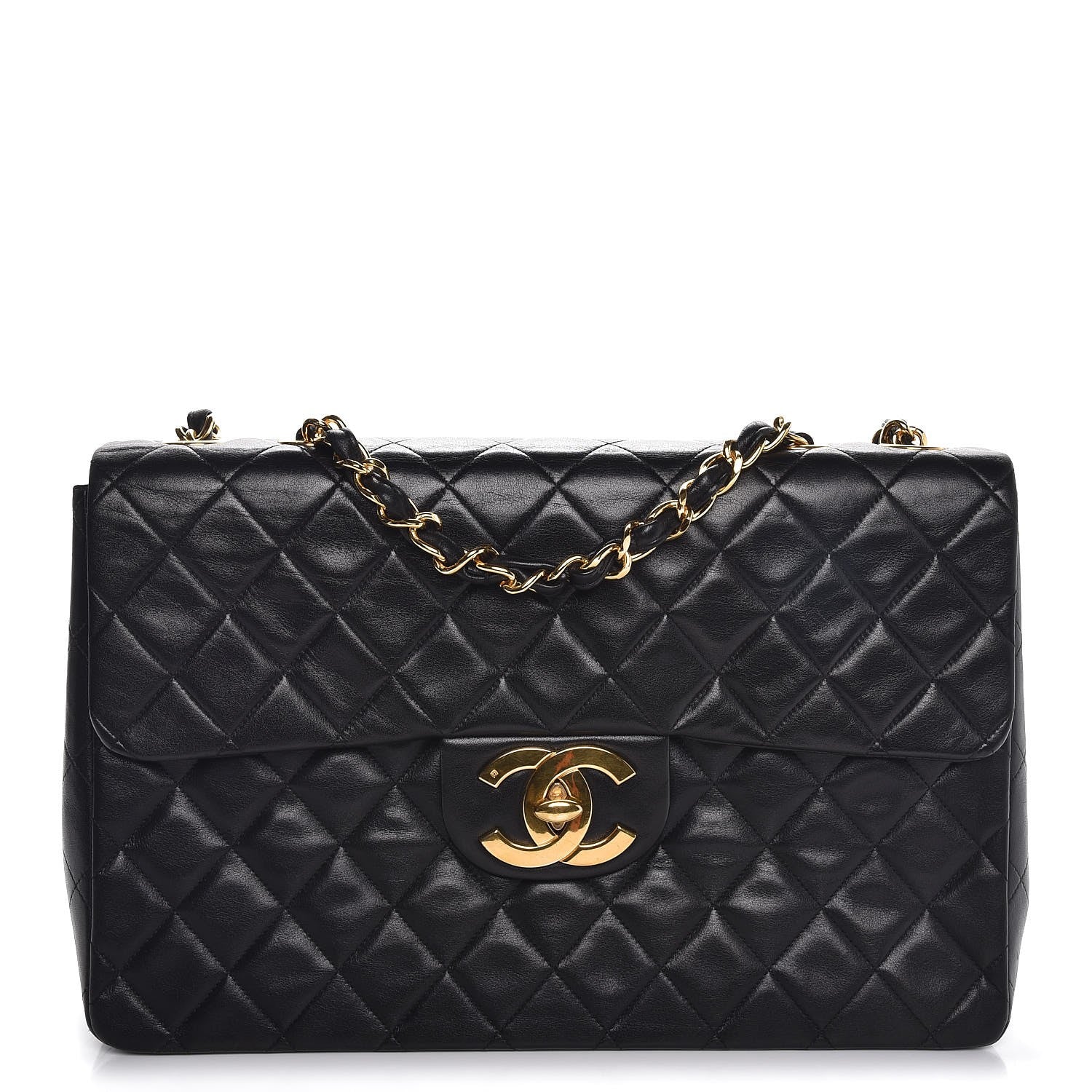 Chanel Lambskin Quilted XL Jumbo Single Flap Black 1 of 7