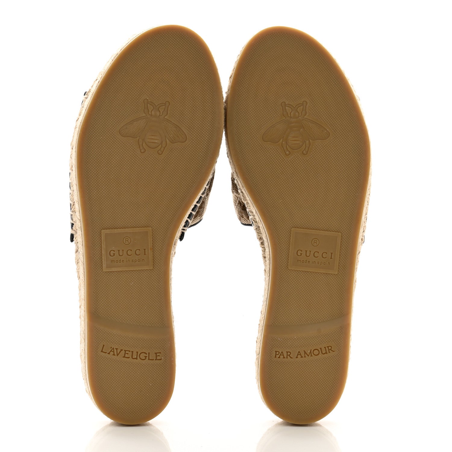 Gucci Monogram Matelasse GG Marmont Espadrille 20mm Slide Sandals 39.5 Beige Ebony Black 5 of 8