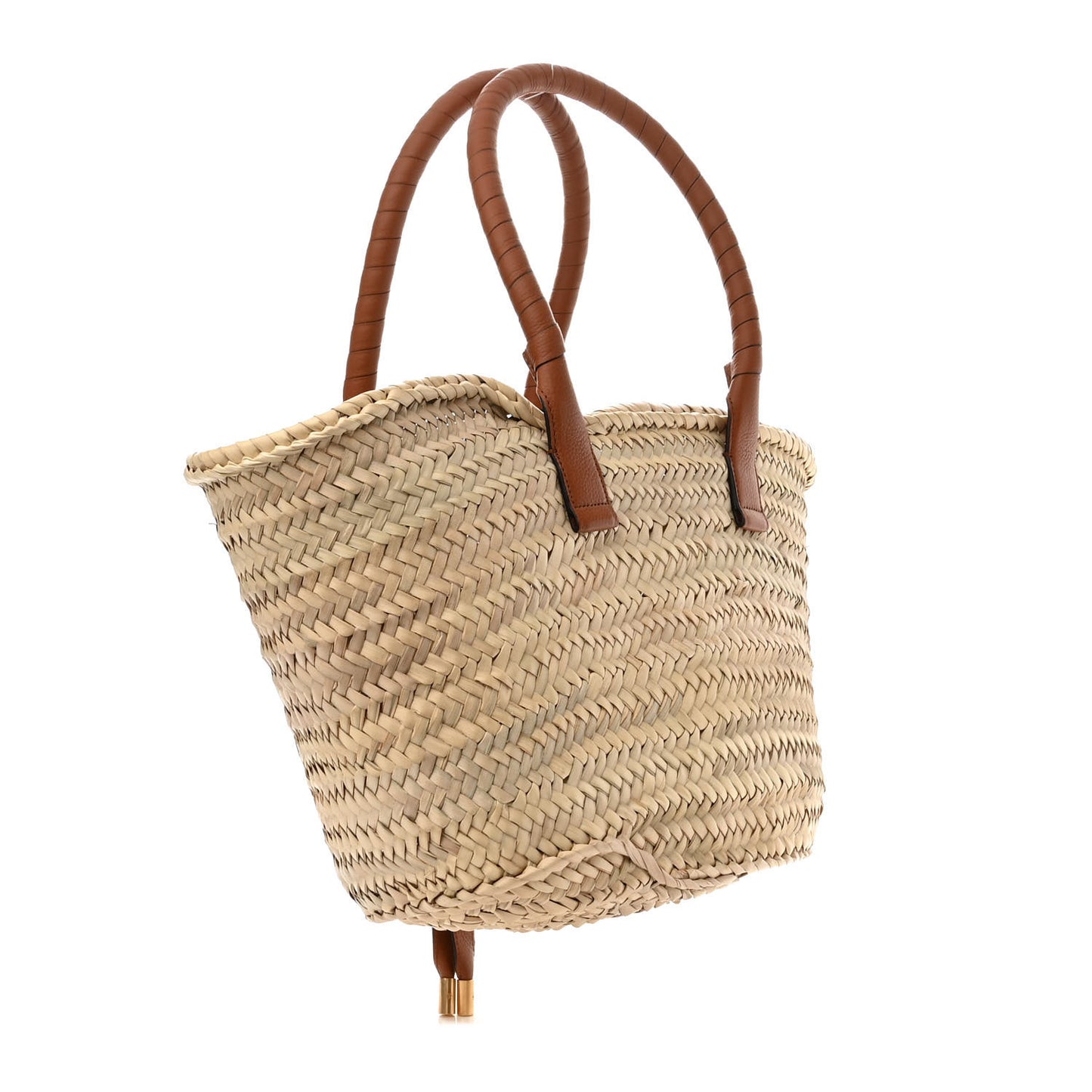 Raffia Small Grain Calfskin Medium Marcie Basket Tan