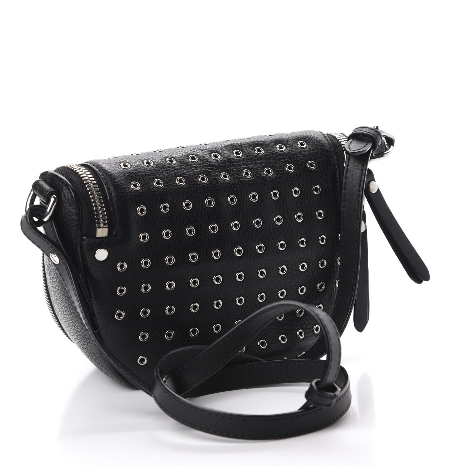 Burberry Grained Calfskin Eyelet Small Zip Crossbody Bag Black 3 of 11