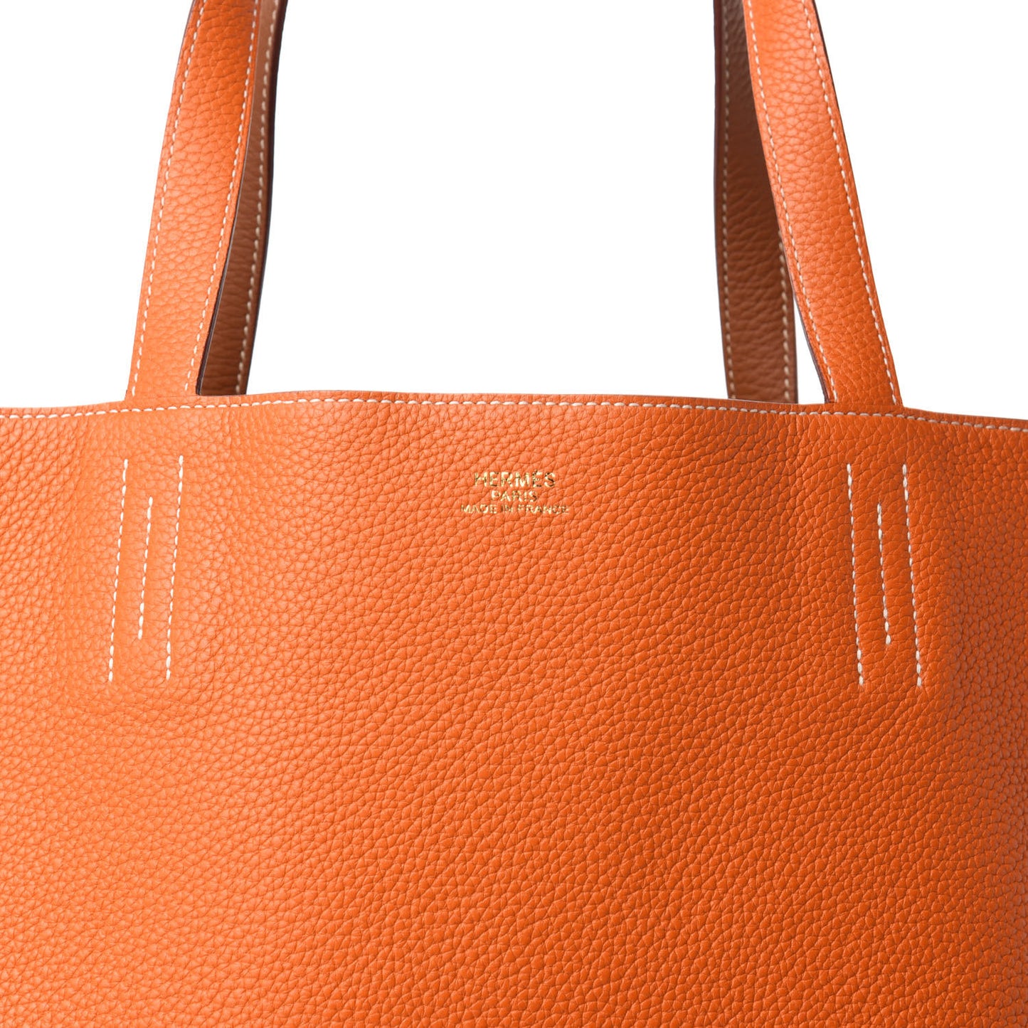 Taurillon Clemence Double Sens 45 Reversible Tote Orange Gold