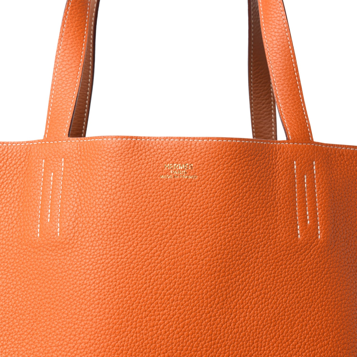 Hermes Taurillon Clemence Double Sens 45 Reversible Tote Orange Gold 16 of 16
