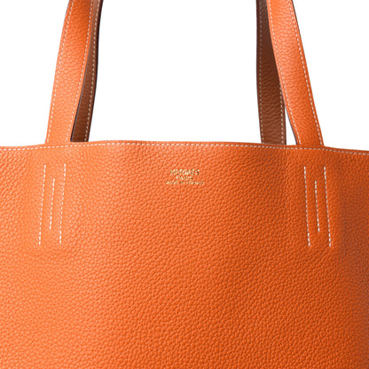 Hermes Taurillon Clemence Double Sens 45 Reversible Tote Orange Gold 16 of 16