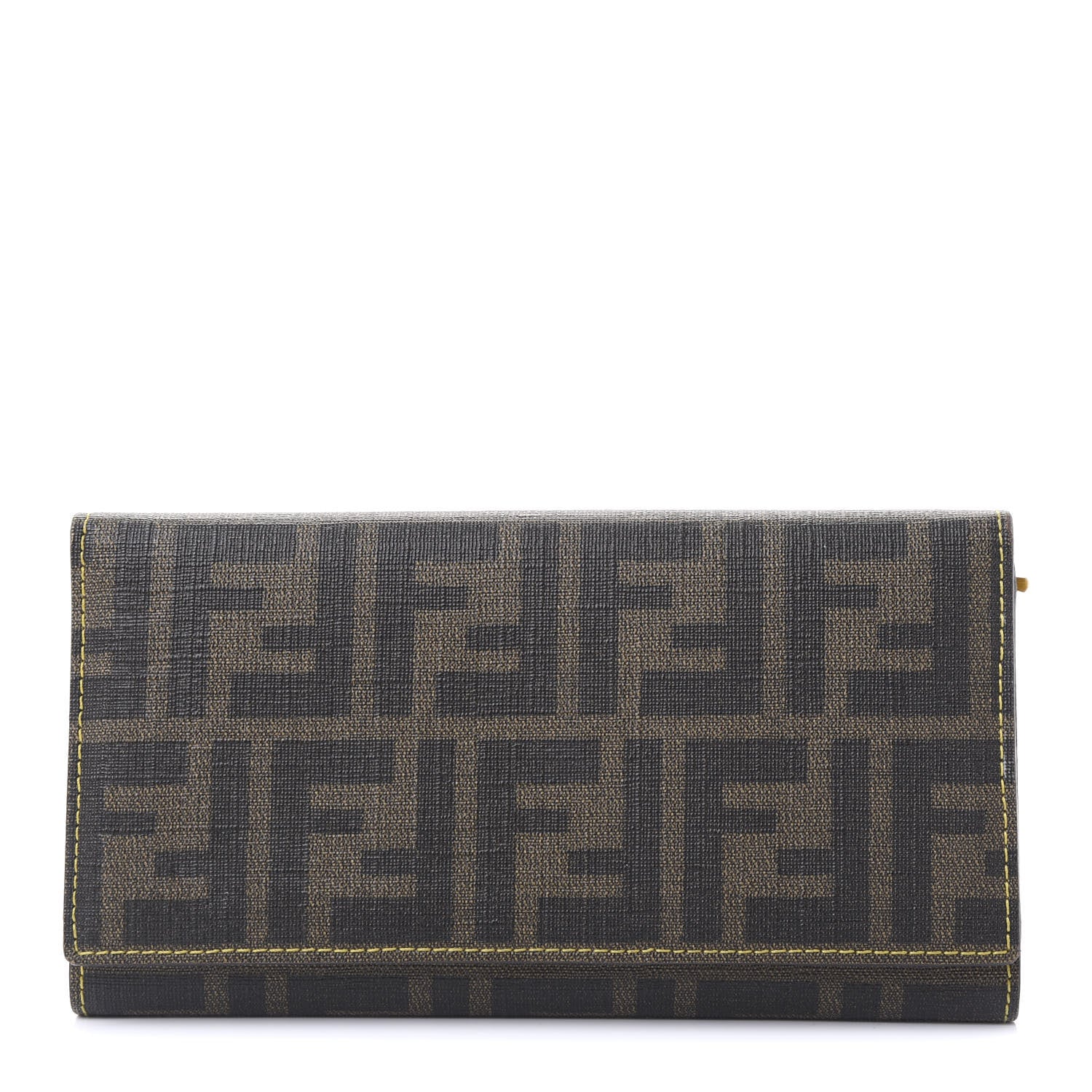 Fendi Zucca Spalmati Vitello Elite Continental Wallet Tobacco Giallo 1 of 12