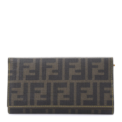 Fendi Zucca Spalmati Vitello Elite Continental Wallet Tobacco Giallo 1 of 12
