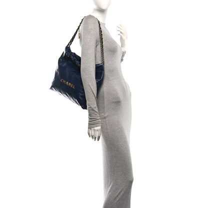 Chanel Shiny Calfskin Quilted Small Chanel 22 Navy 2 of 11