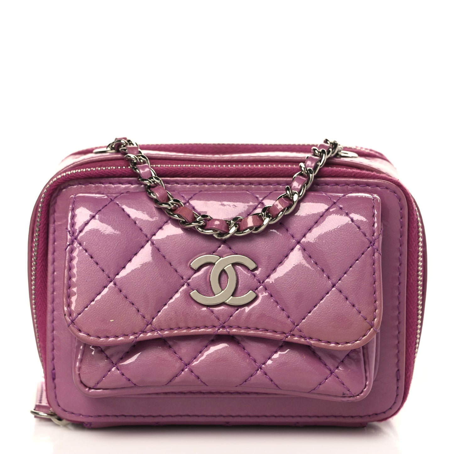 Patent Quilted Small Pocket Box Camera Case Purple