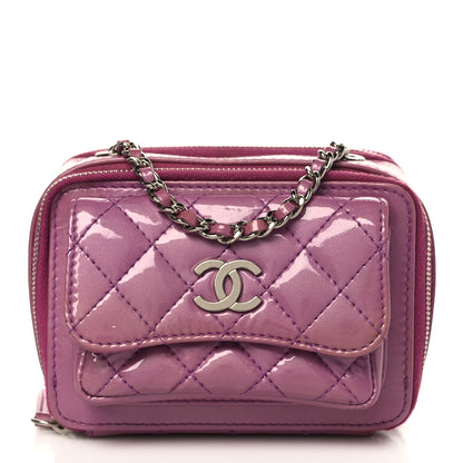Chanel Patent Quilted Small Pocket Box Camera Case Purple 1 of 13