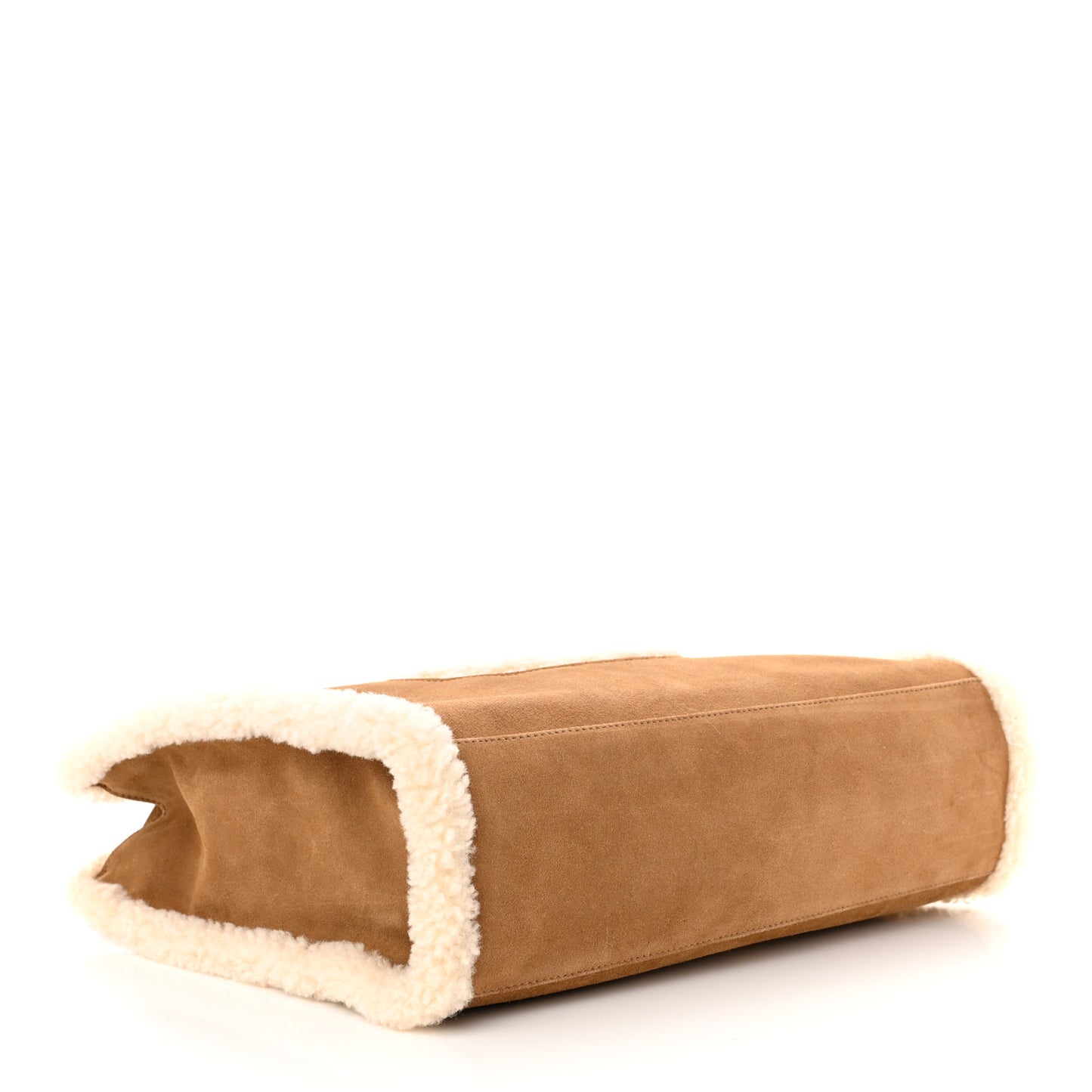 X UGG Suede Shearling Medium Shopping Bag Chestnut