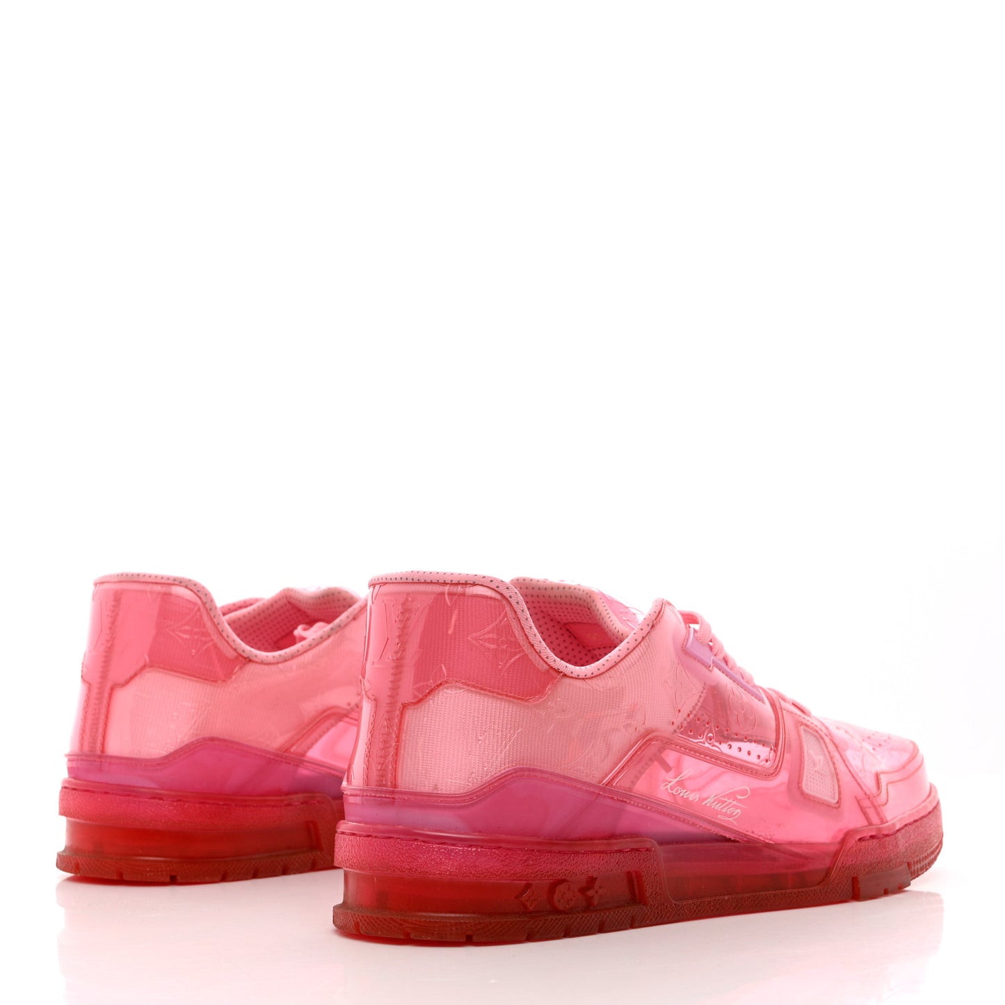 Mix Materials Transparent Monogram Mens LV Trainer Sneakers 11 Pink