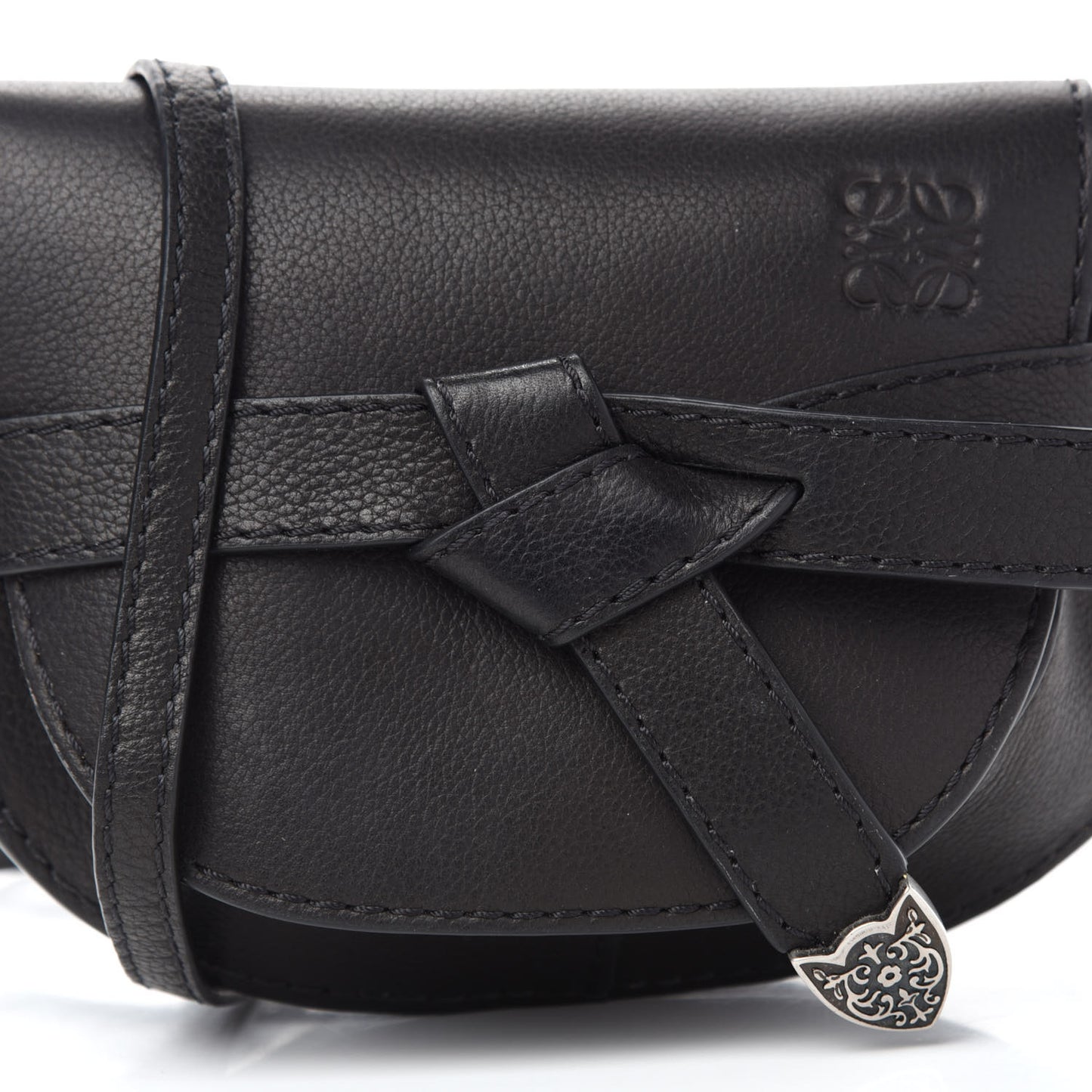 Grained Calfskin Mini Gate Western Crossbody Bag Black