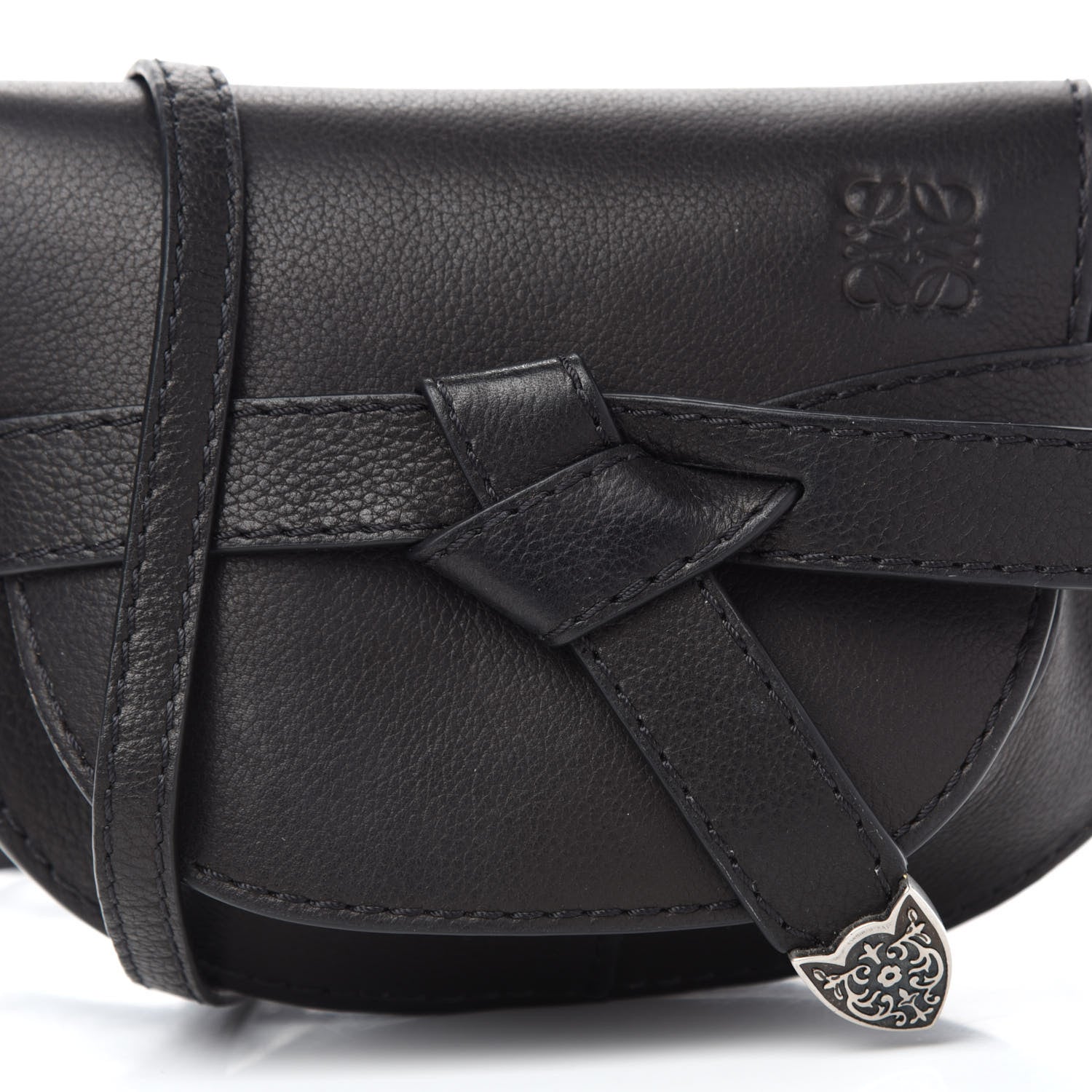Loewe Grained Calfskin Mini Gate Western Crossbody Bag Black 10 of 10