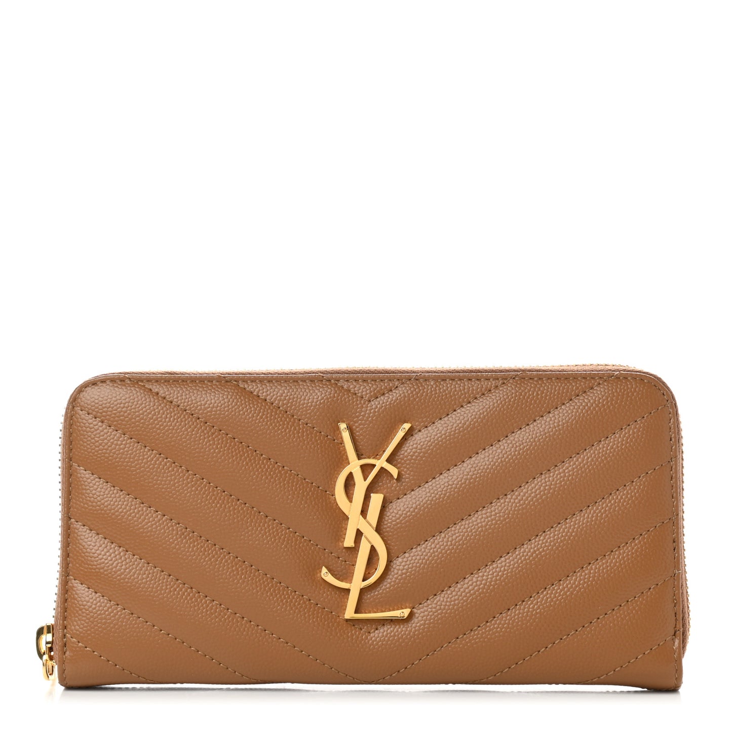 Grain De Poudre Matelasse Chevron Monogram Zip Around Wallet Naturel Dark
