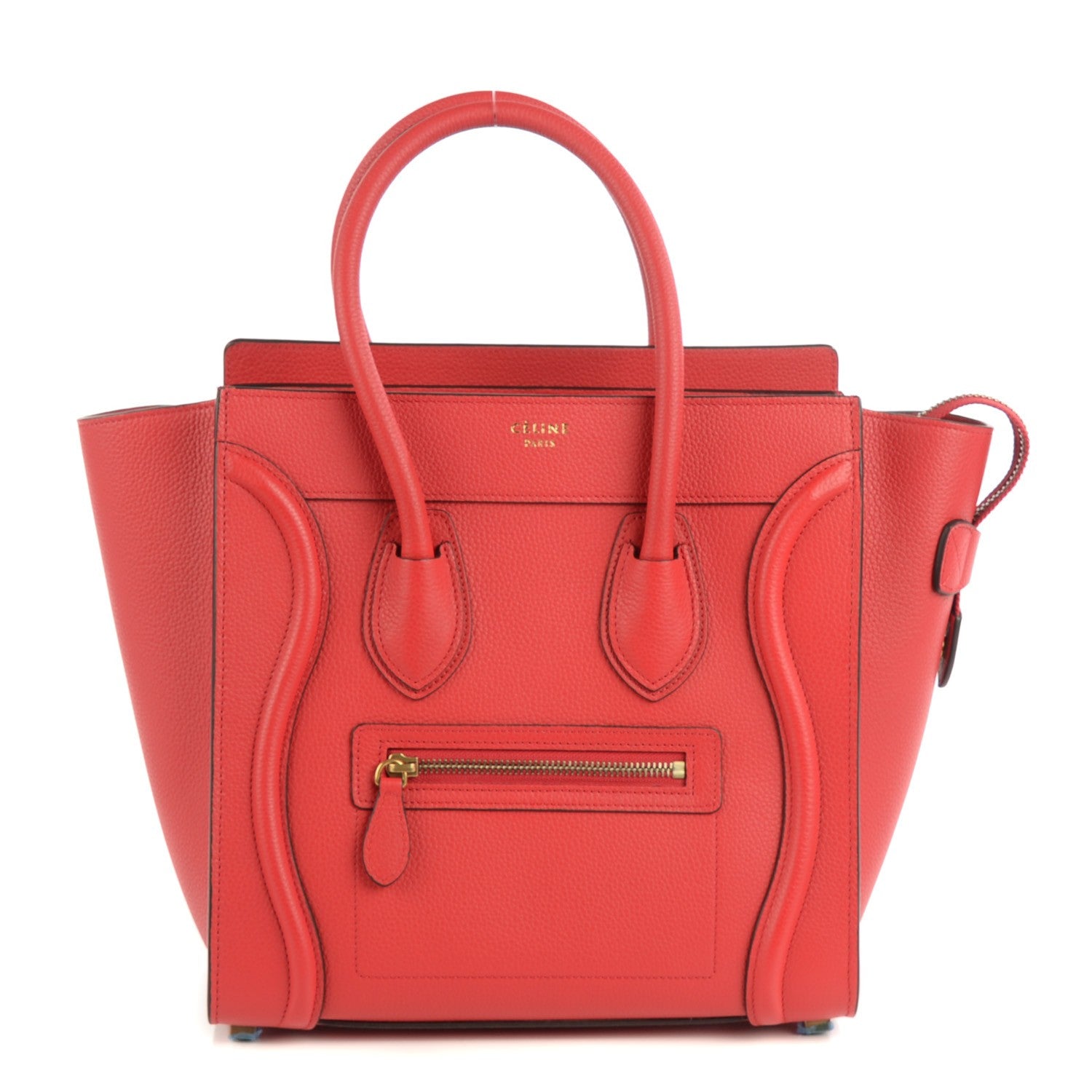 Celine Drummed Calfskin Micro Luggage Coquelicot 1 of 9