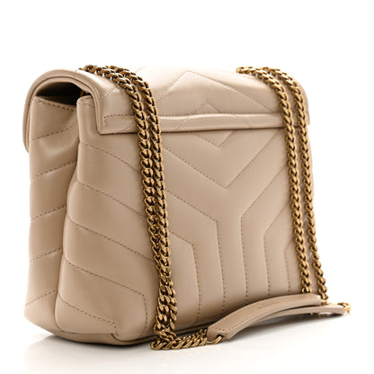 Saint Laurent Calfskin Y Quilted Monogram Small Loulou Chain Satchel Dark Beige 3 of 11