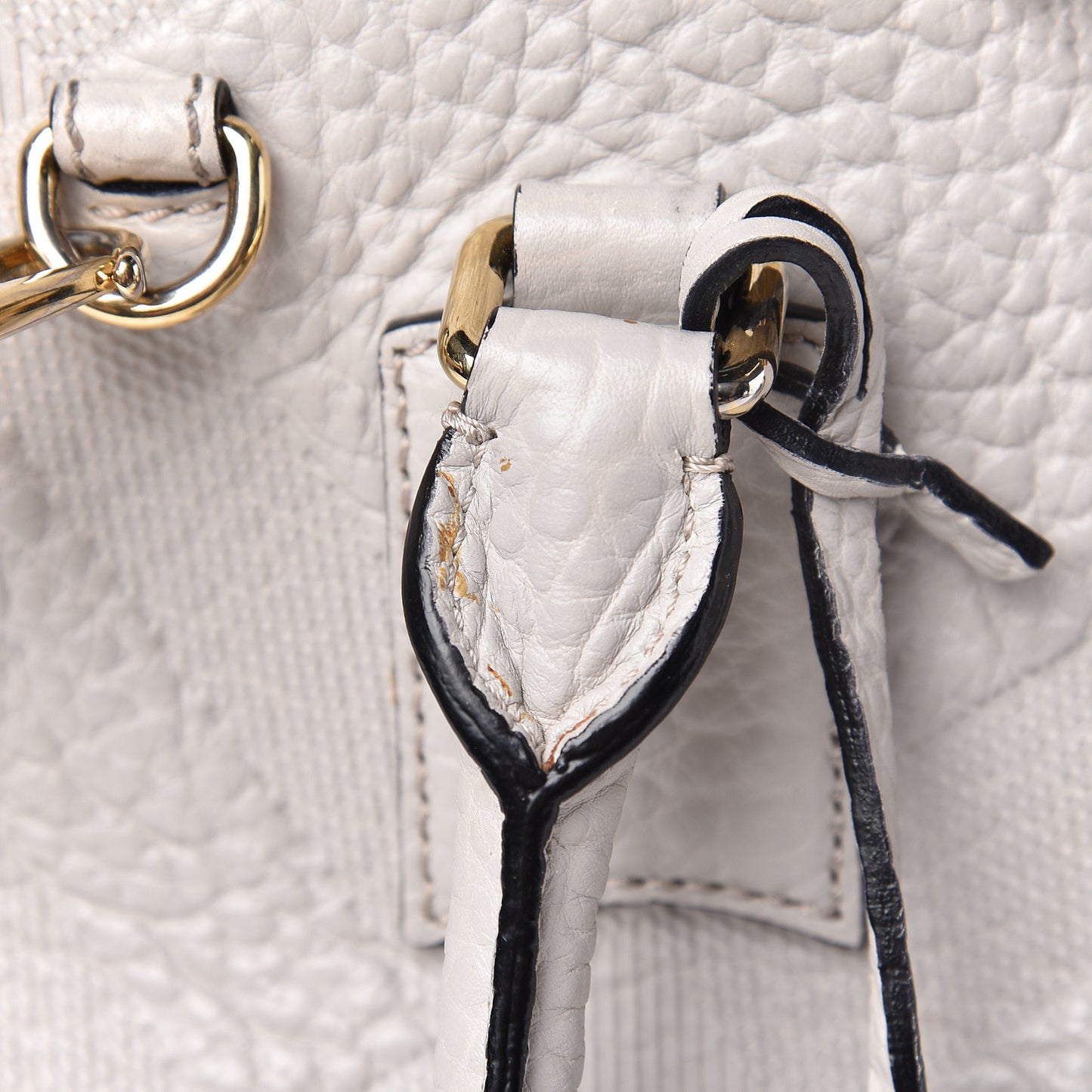 Heritage Grain Check Embossed Small Orchard Bowling Bag Stone White