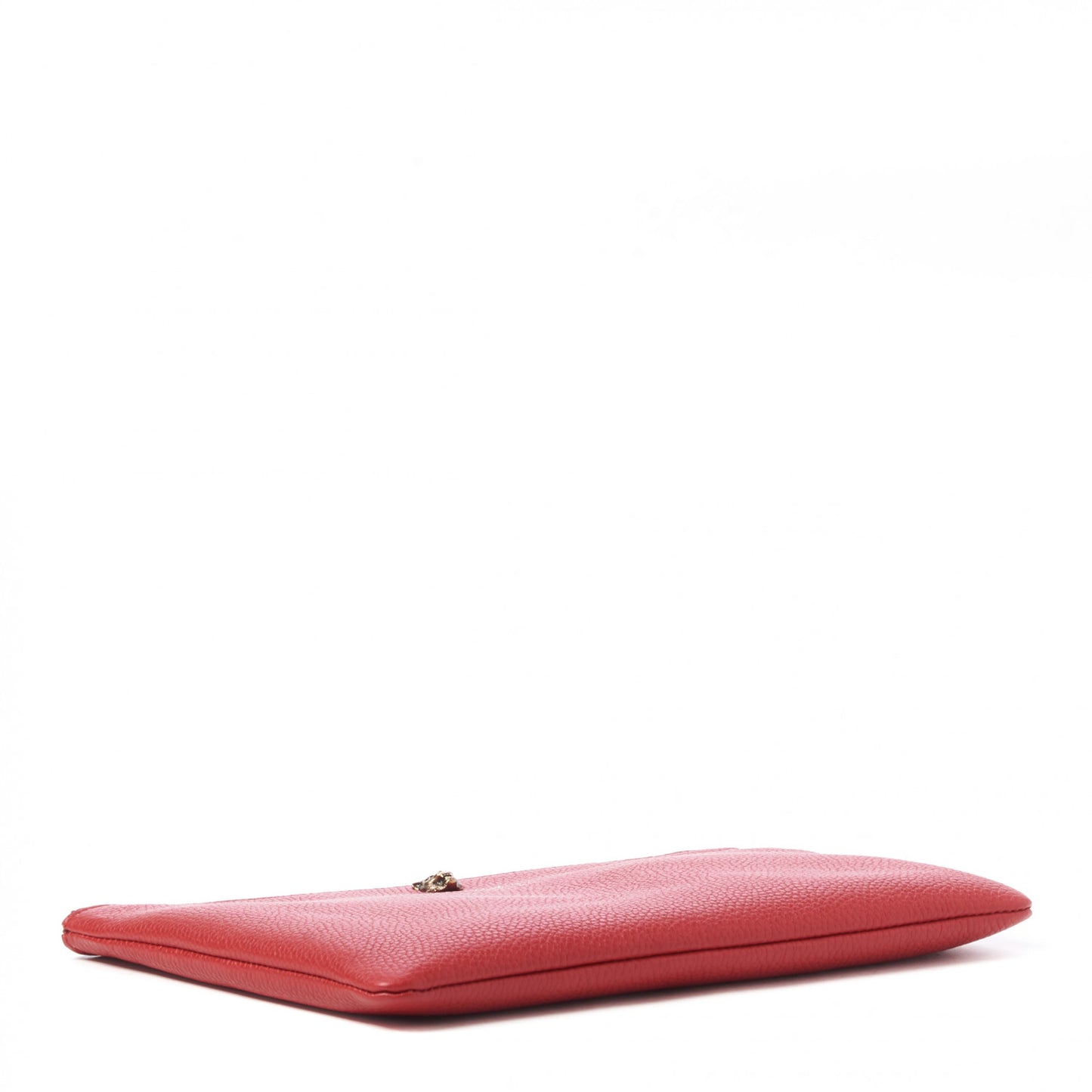 Pebbled Calfskin Animalier Tiger Zip Pouch Red