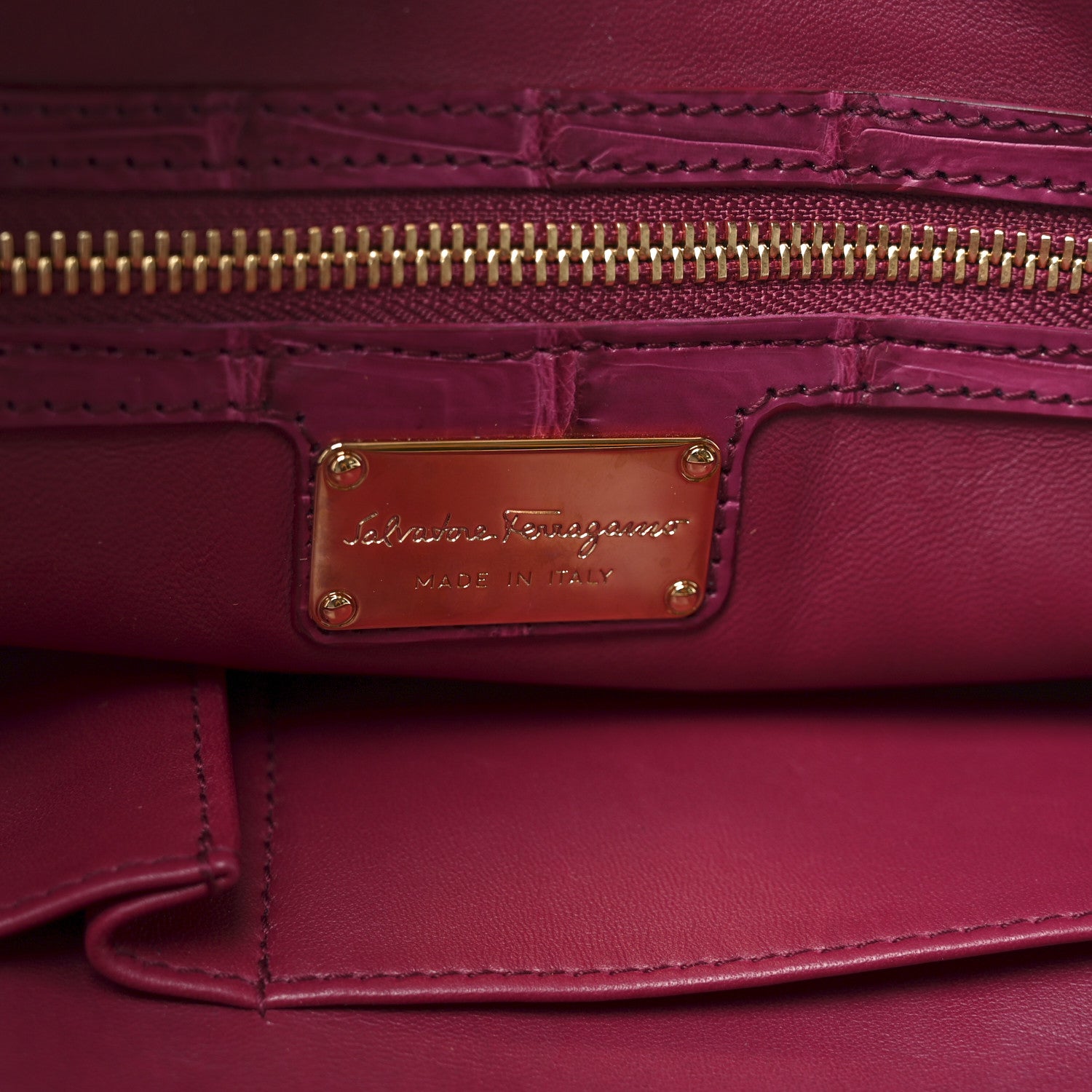 Salvatore Ferragamo Alligator Fiamma Bag Pink 6 of 9