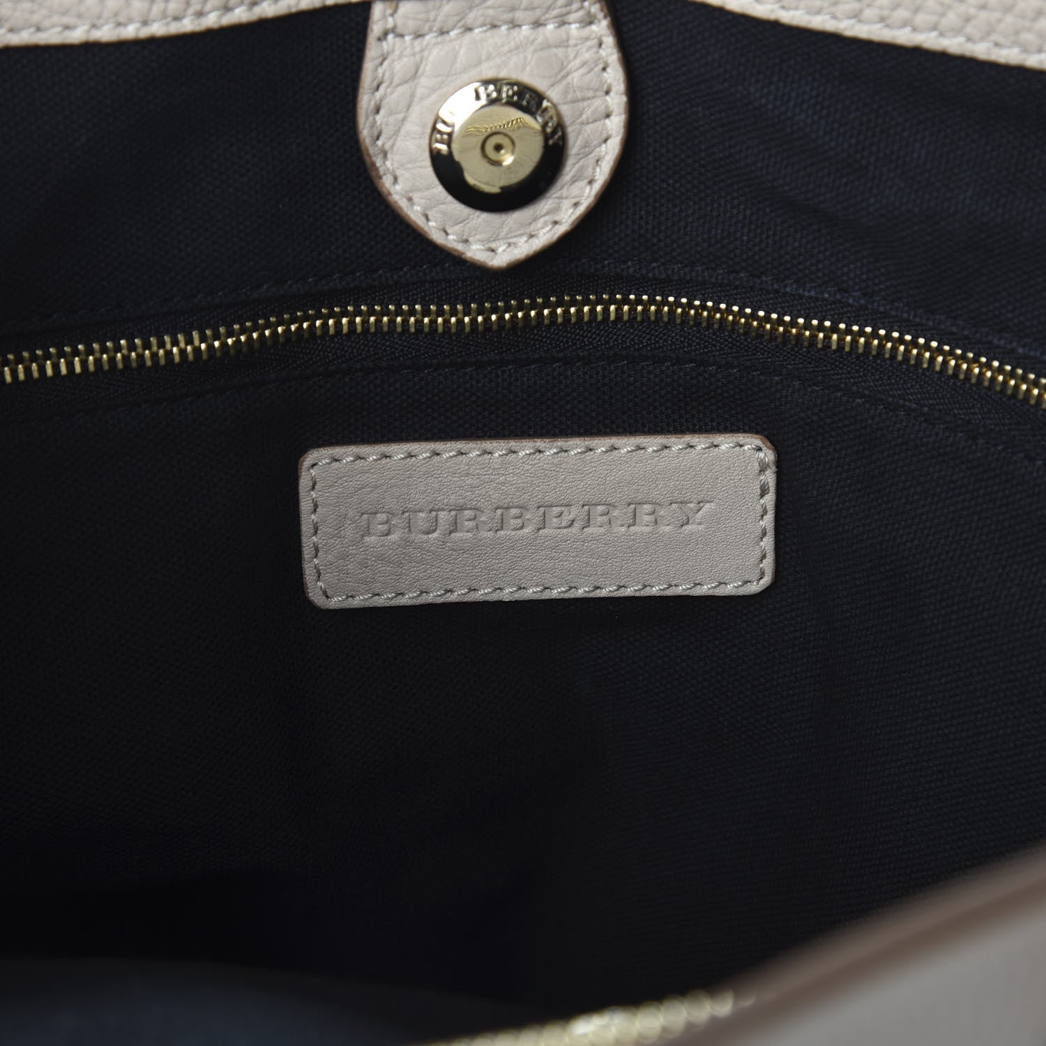 Burberry Grainy Calfskin House Check Large Banner Tote Stone 6 of 9