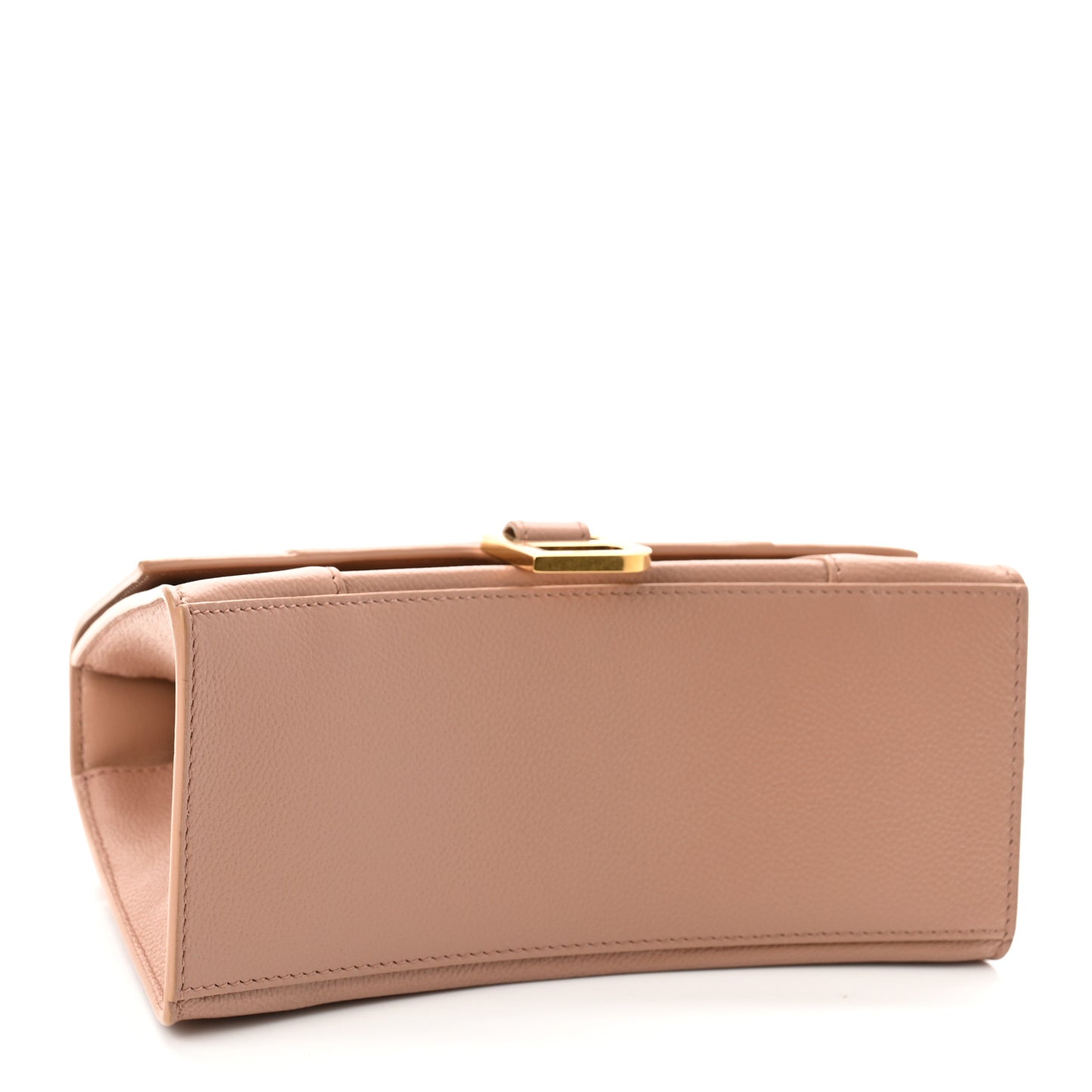 Grained Calfskin Small Hourglass Top Handle Bag Nude Beige