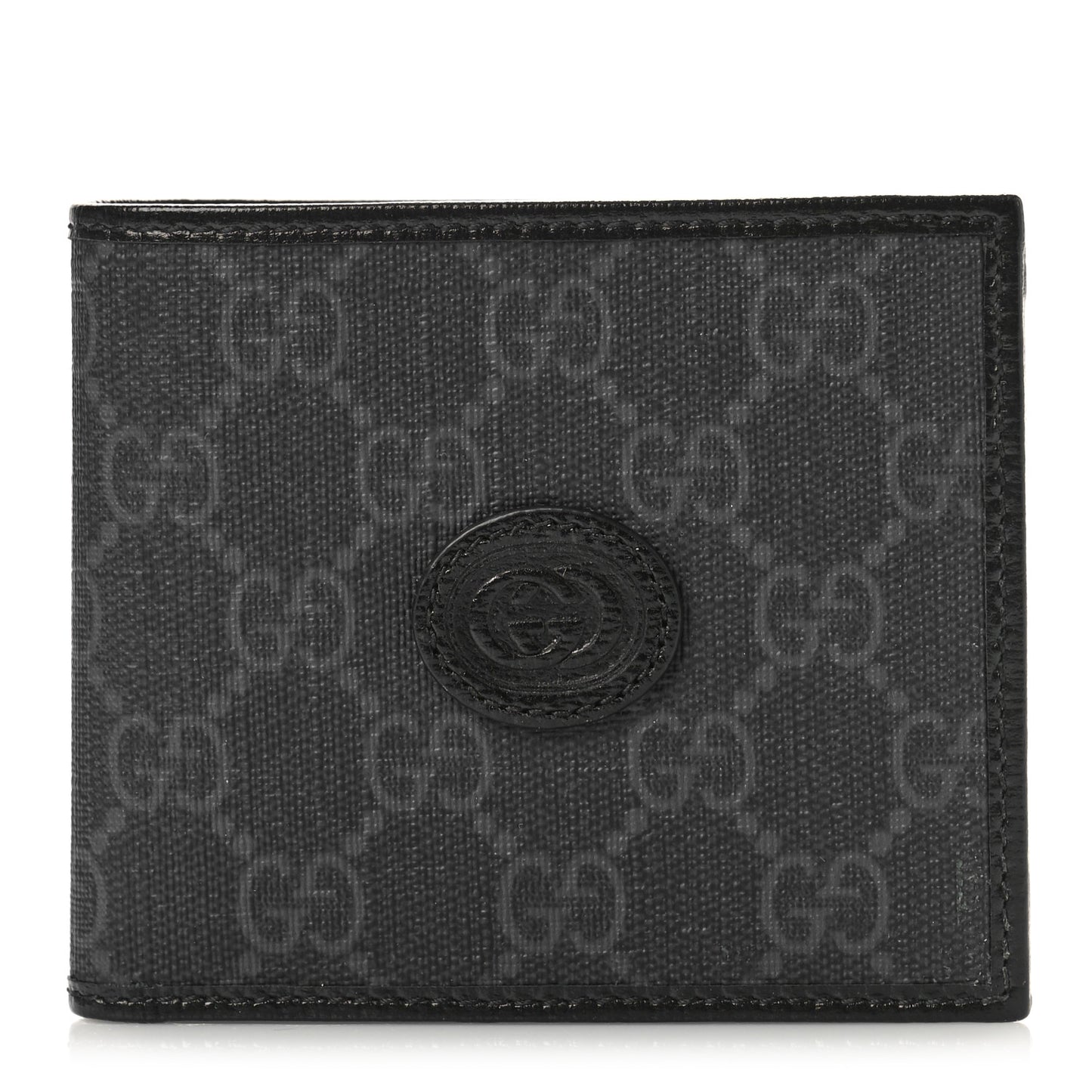 GG Supreme Monogram Azalea Calfskin Retro Interlocking G Bi-Fold Wallet Black