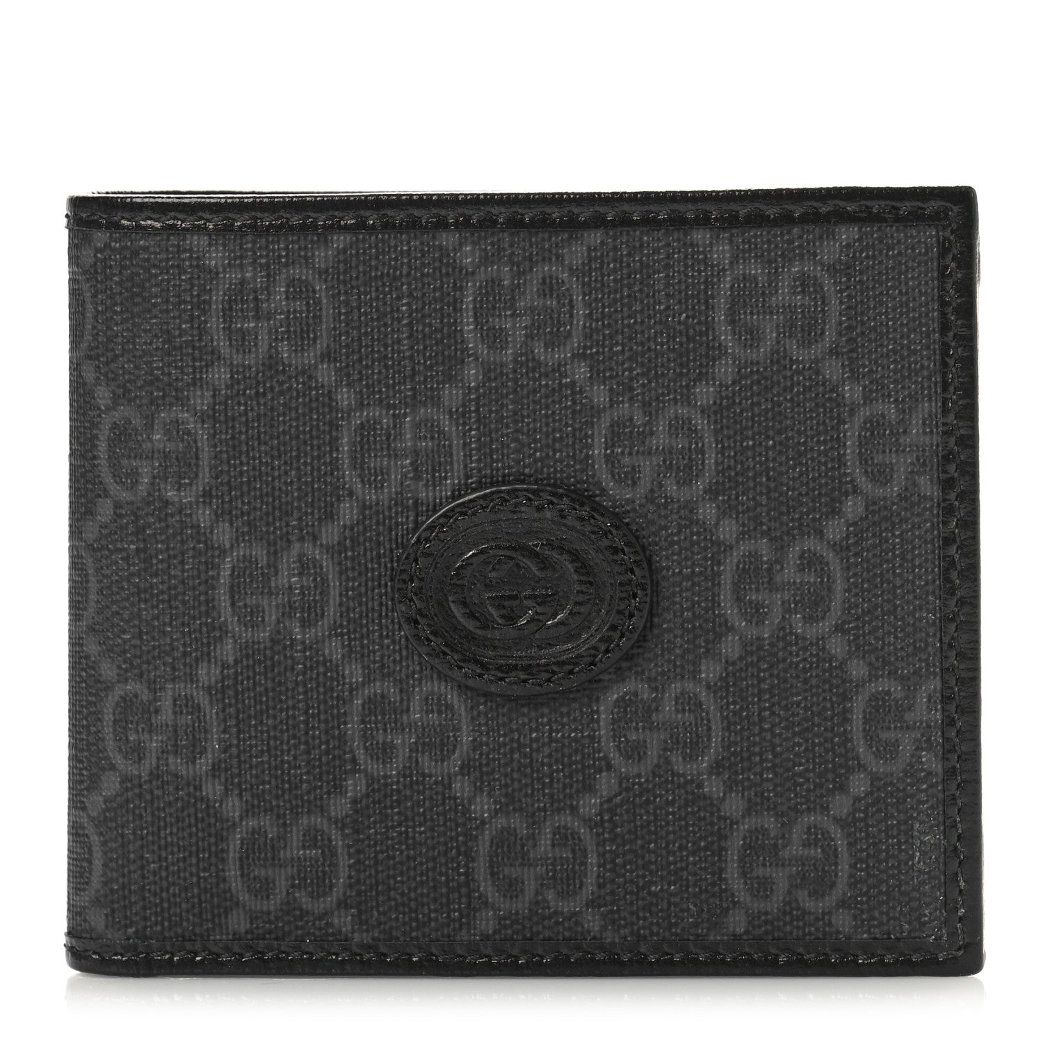 Gucci GG Supreme Monogram Azalea Calfskin Retro Interlocking G Bi-Fold Wallet Black 1 of 8