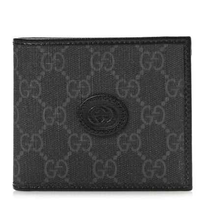 Gucci GG Supreme Monogram Azalea Calfskin Retro Interlocking G Bi-Fold Wallet Black 1 of 8
