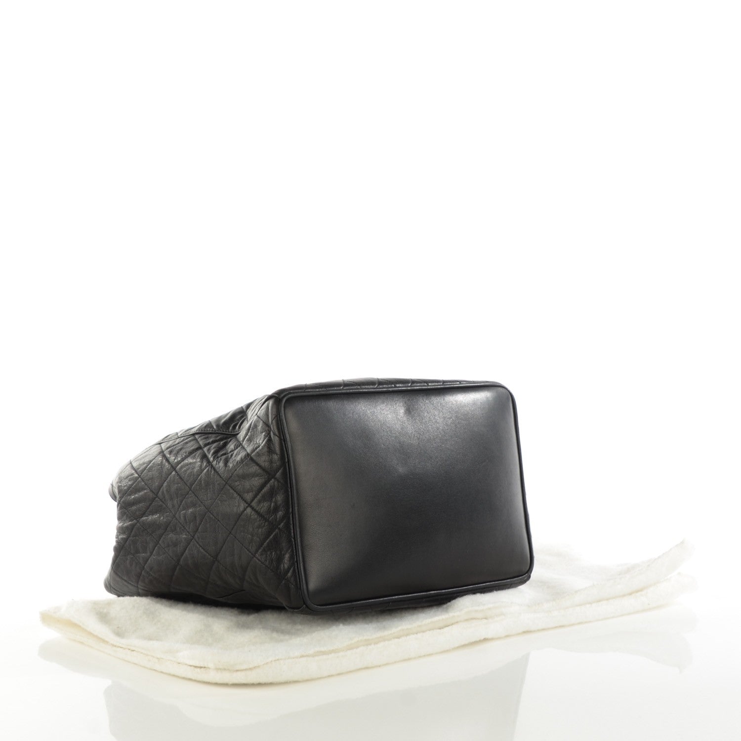 Chanel Lambskin Quilted Drawstring Bucket Bag Black 4 of 8