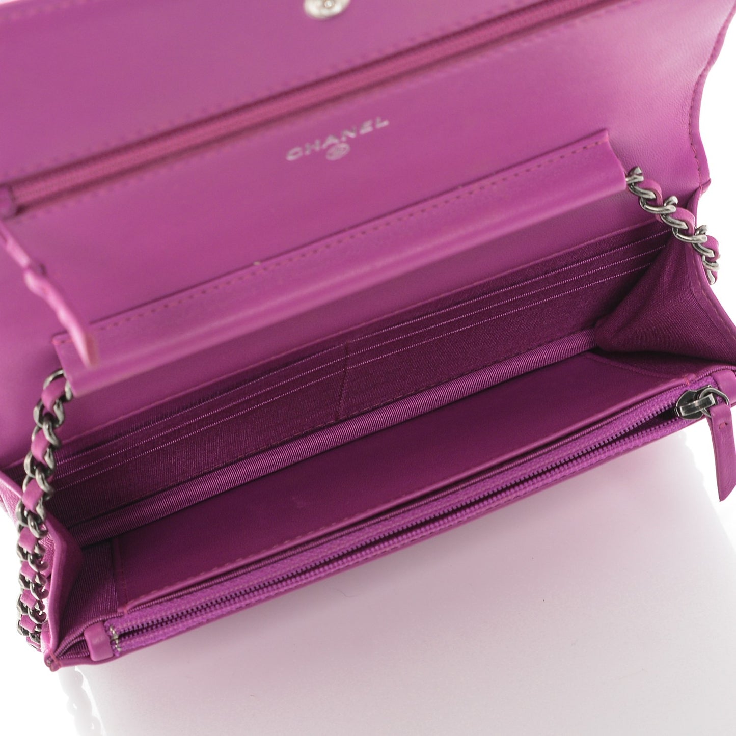 Lambskin Quilted Boy Wallet On Chain WOC Dark Pink