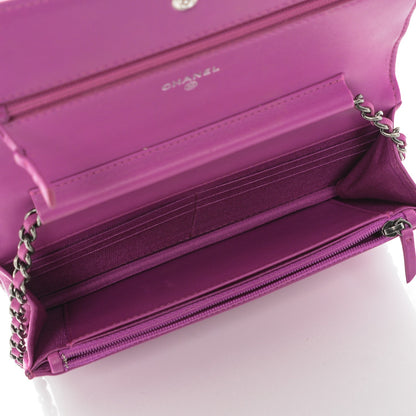 Chanel Lambskin Quilted Boy Wallet On Chain WOC Dark Pink 5 of 8