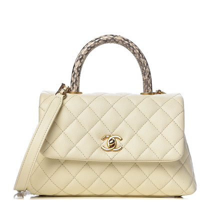 Chanel Caviar Elaphe Quilted Mini Coco Handle Flap Ivory 1 of 11