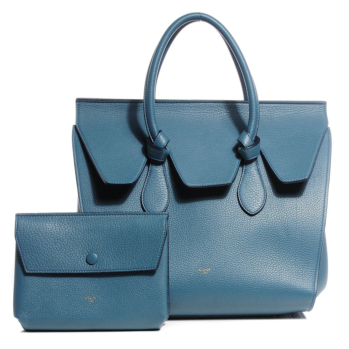 Grained Calfskin Tie Knot Small Tote Denim