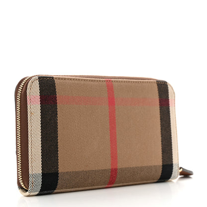 Burberry Calfskin House Check Elmore Zip Around Wallet Tan 3 of 8