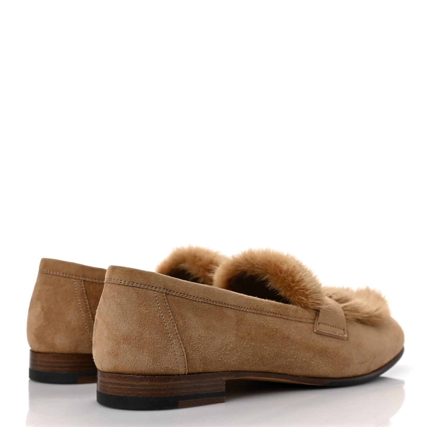 Mink Fur Suede Goatskin Paris Loafers 38 Marron Havane