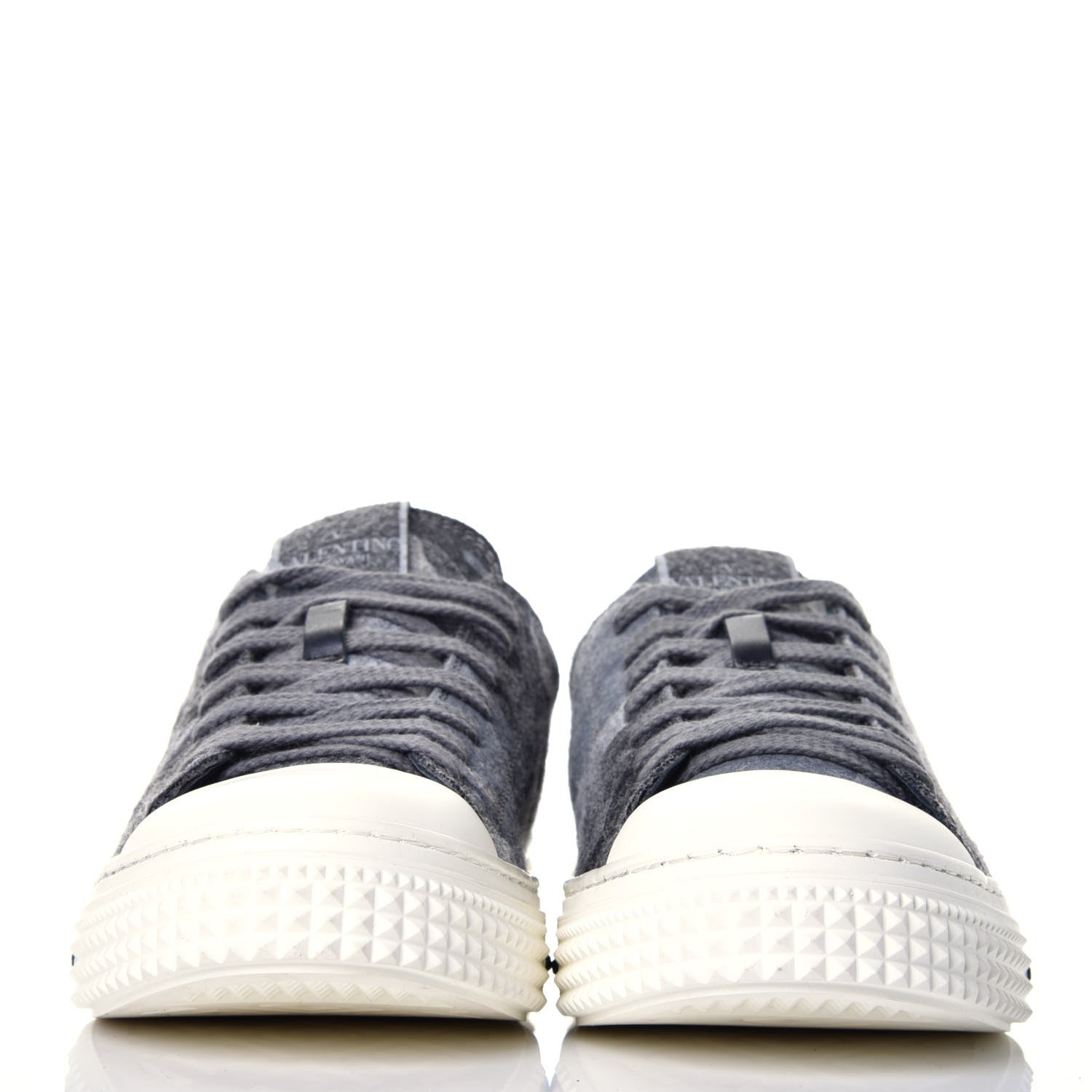 Valentino Garavani Cotton Felt Camouflage Womens Low Top Sneakers 38 Grey 2 of 8