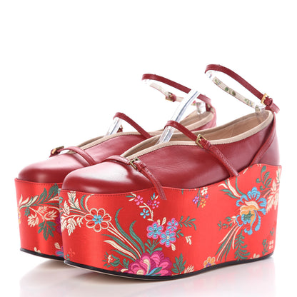 Gucci Malaga Kid Silk Hannelore Detachable Platform Slide 40 Hibiscus Red 3 of 10