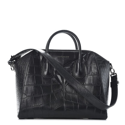 Givenchy Calfskin Crocodile Embossed Medium Antigona Black 1 of 9