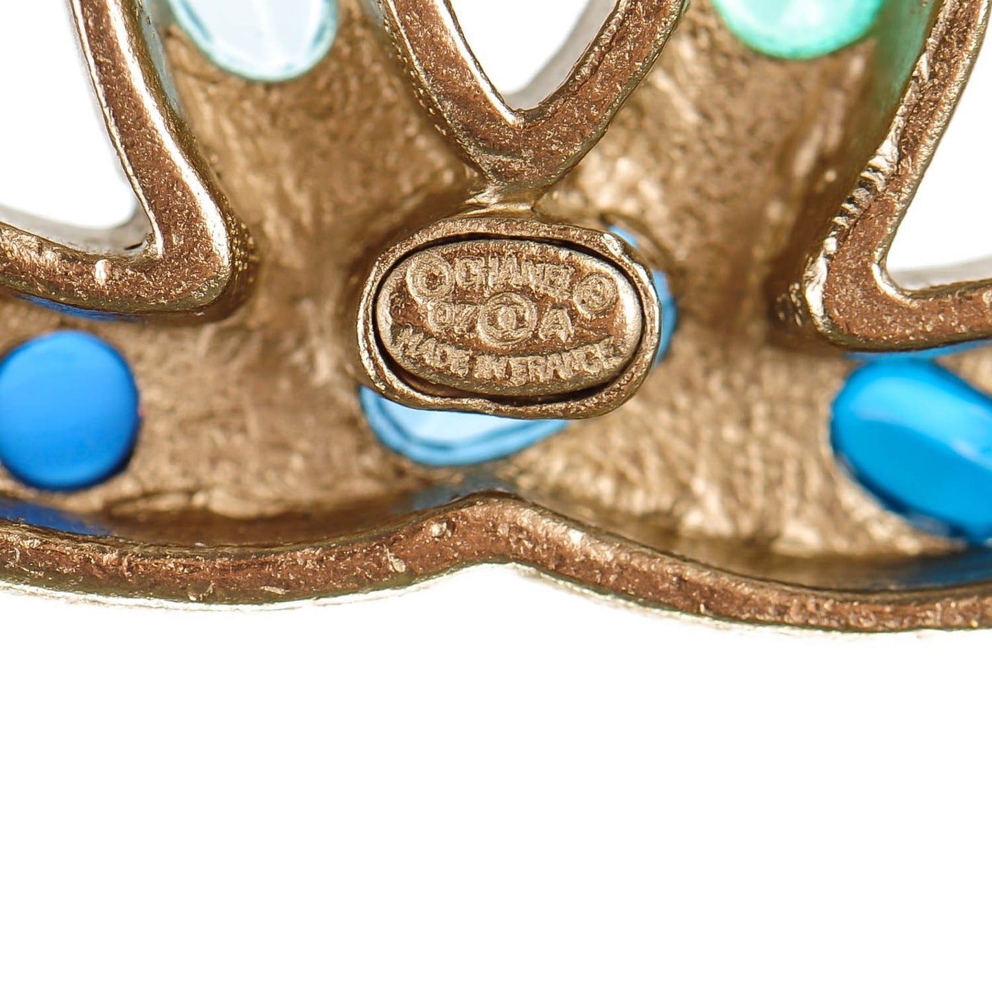 Pearl Beaded CC Belt Blue