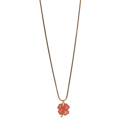 Chanel Four Leaf Clover Pendant Necklace Orange Gold 1 of 4