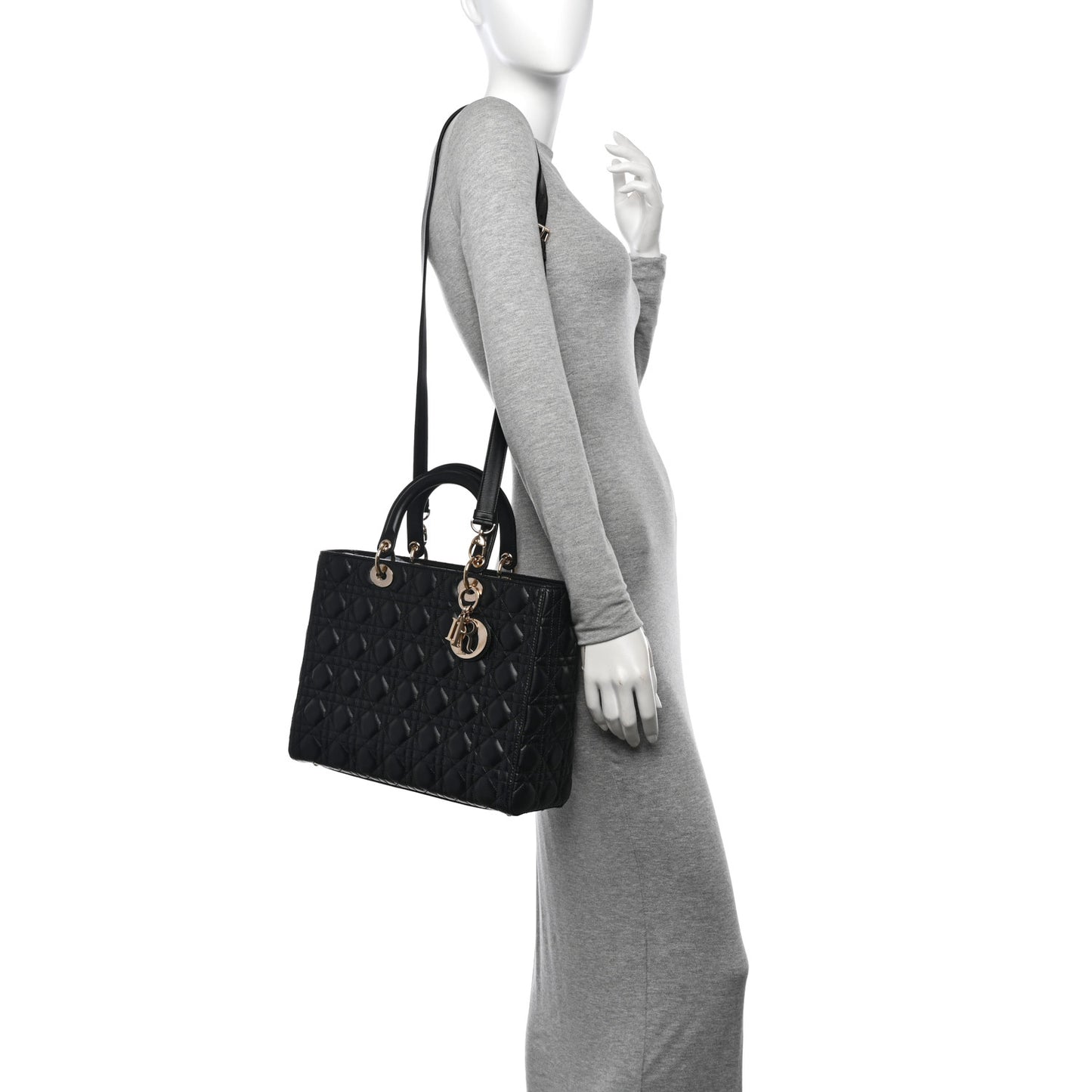Lambskin Cannage Large Lady Dior Black