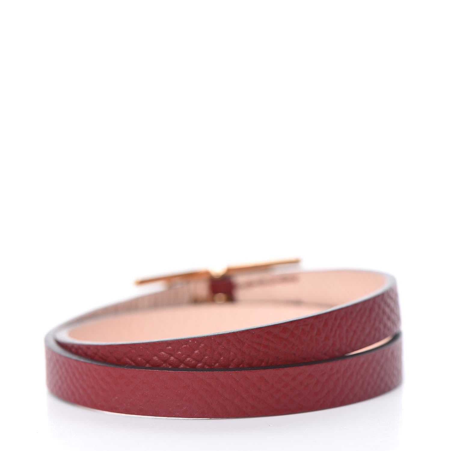 Hermes Epsom Behapi Double Tour Bracelet S Rouge Grenat Rose Eglantine 3 of 6