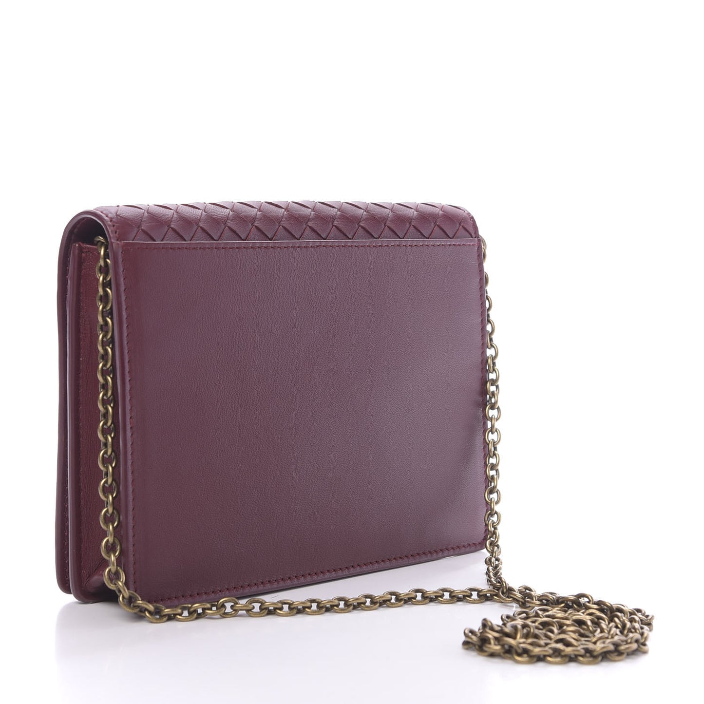 Nappa Intrecciato Chain Wallet Sienna