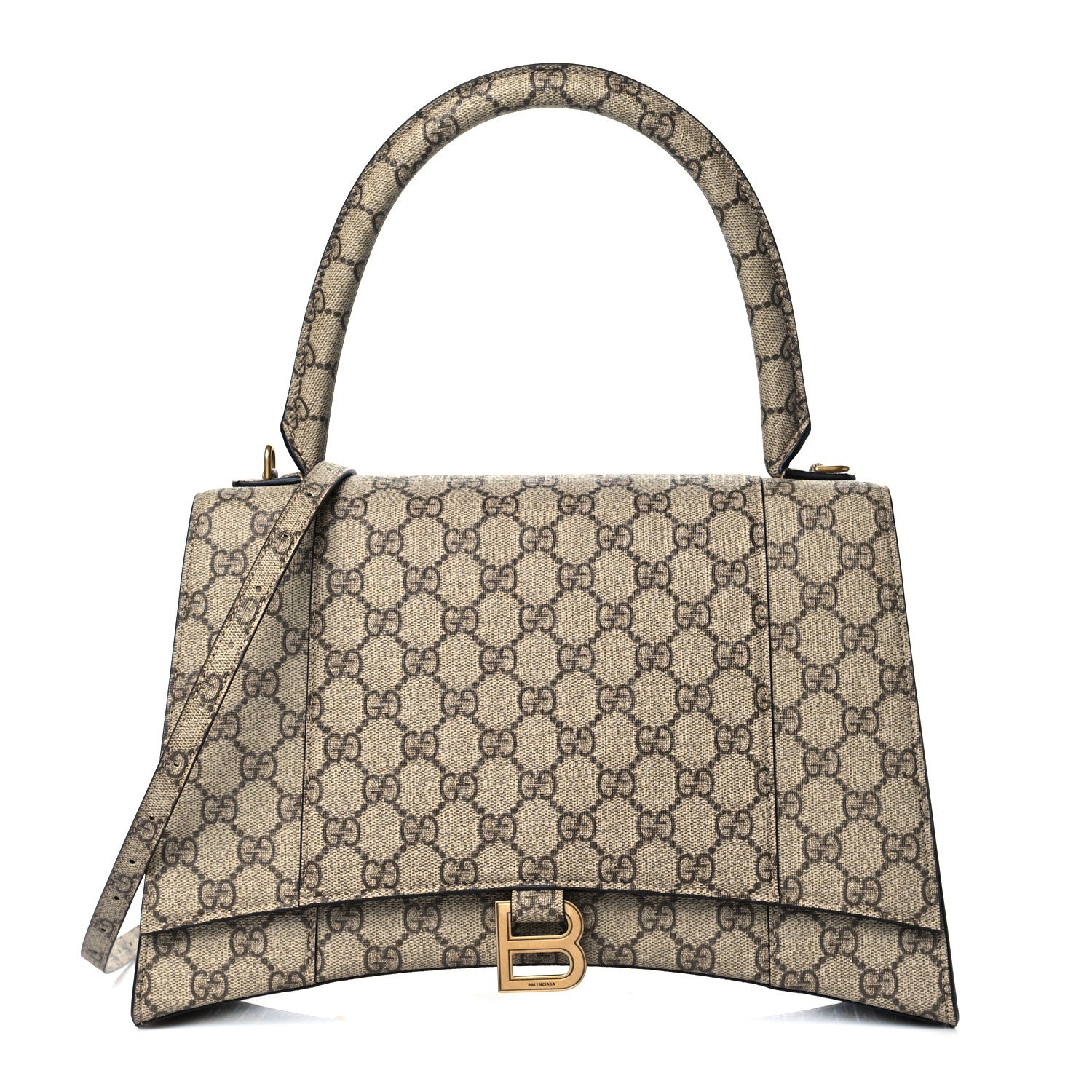 Balenciaga X GUCCI GG Supreme Monogram Medium Hourglass Top Handle Bag Beige Ebony 1 of 11
