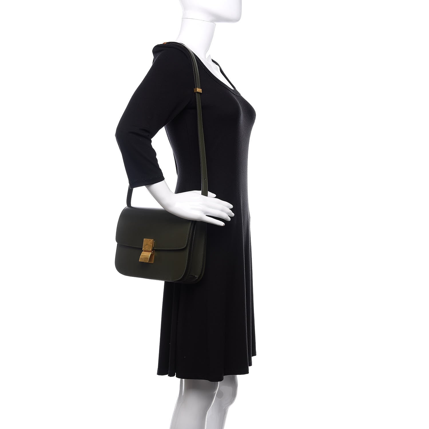 Celine Box Calfskin Medium Classic Box Flap Bag Dark Green 2 of 10