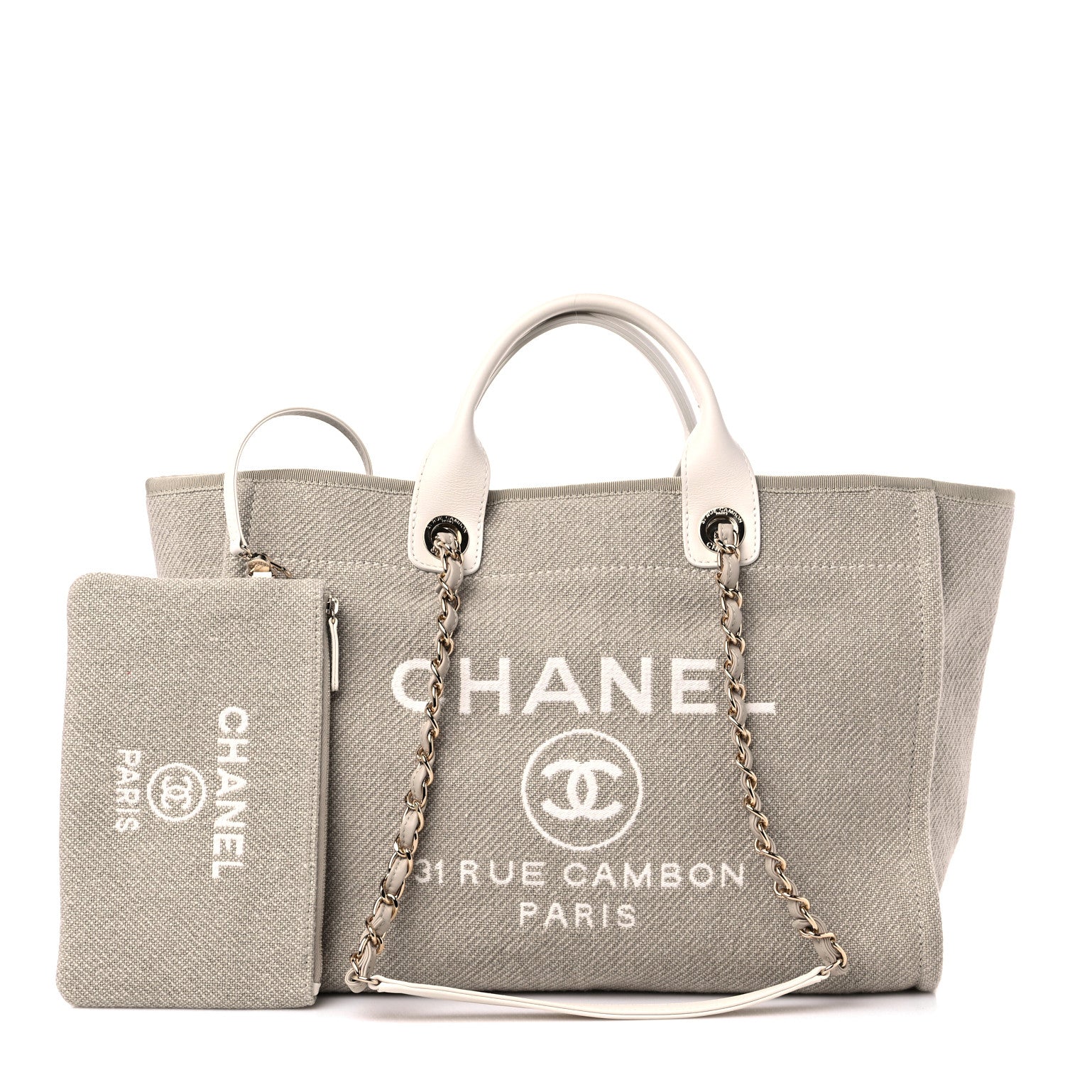Chanel Mixed Fibers Calfskin Medium Deauville Tote Beige 1 of 10