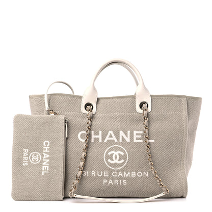 Chanel Mixed Fibers Calfskin Medium Deauville Tote Beige 1 of 10