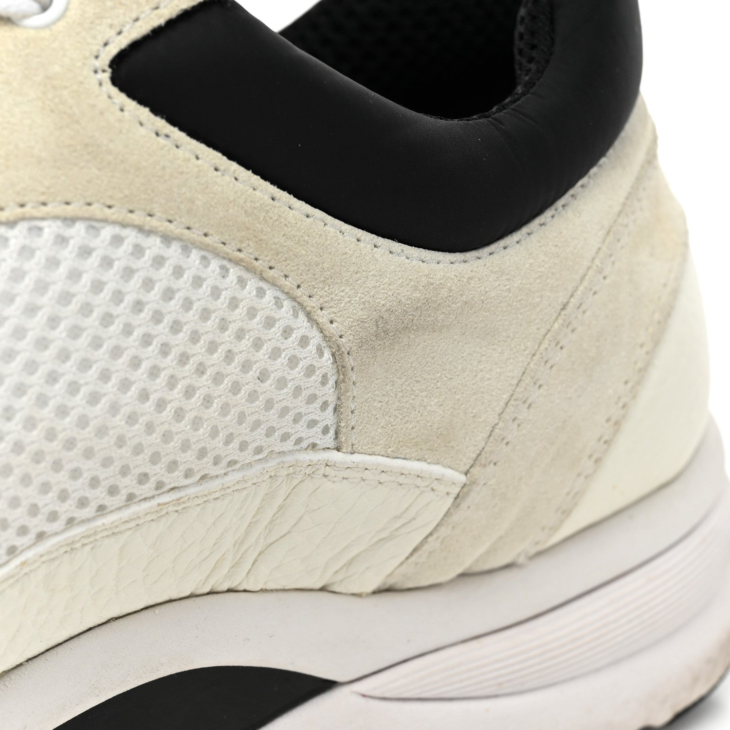 Chanel Mesh Suede Calfskin Grained Calfskin Mens CC Sneakers 43 White Black 15 of 15